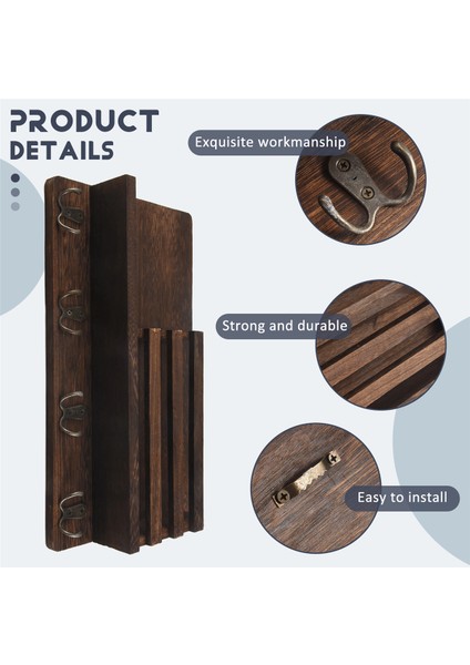 Giriş Yolu Posta Zarfı Düzenleyici, Duvara Monte 4 Anahtar Kancalı, Rustik Ahşap Posta Tutucu Rafı, Duvar Için Anahtar Kancalı (Yurt Dışından) indirimleri