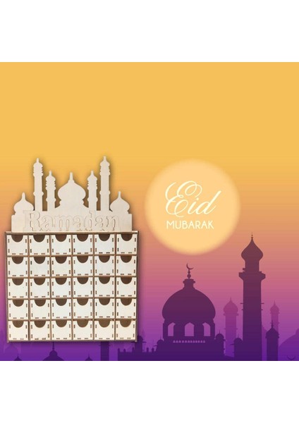Ahşap Ramazan Bayramı Mübarek Advent Takvimi Müslüman Islami Bayram Süslemeleri Süsleme Parti Malzemeleri (Yurt Dışından) modelleri