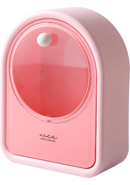 Delme Gerektirmeyen Saklama Kutusu Duvara Monte Düzenleyici Duvara Monte Edilen Çevirmeli Yapışkanlı Kozmetik Pamuklu Çubuk Tutucu Ev Pembesi (Yurt Dışından)