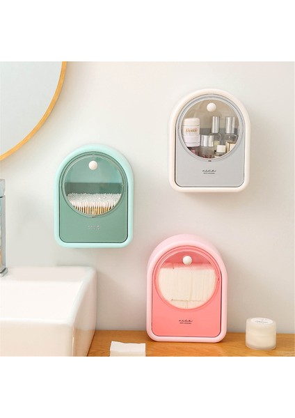 Delme Gerektirmeyen Saklama Kutusu Duvara Monte Düzenleyici Duvara Monte Edilen Çevirmeli Yapışkanlı Kozmetik Pamuklu Çubuk Tutucu Ev Pembesi (Yurt Dışından) fiyatları
