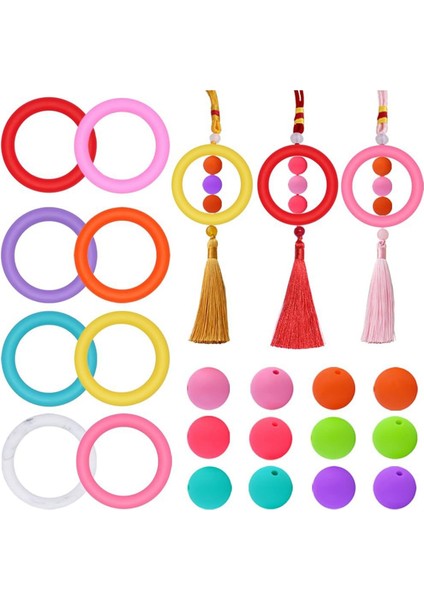 Silikon Boncuk Halkası 65MM Kauçuk Boncuklar Toplu Yuvarlak Boncuklar Kendin Yap Boncuklar Anahtarlık Kalem Takı Bilezik Yapımı Malzemeleri (Yurt Dışından)