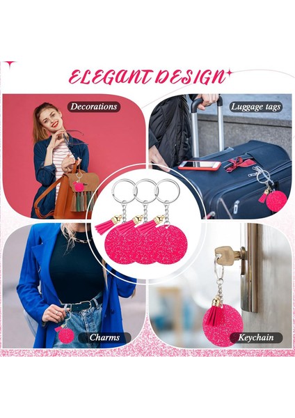 Akrilik Anahtarlık Boş Anahtarlık 1,97 Inç Simli Akrilik Boş Dıy Anahtarlık Püskül Gül Kırmızısı (Yurt Dışından) fırsatları