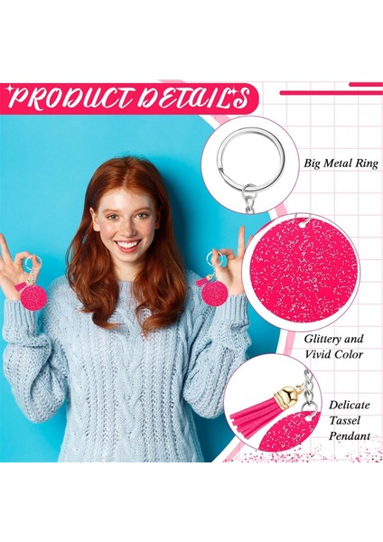 Akrilik Anahtarlık Boş Anahtarlık 1,97 Inç Simli Akrilik Boş Dıy Anahtarlık Püskül Gül Kırmızısı (Yurt Dışından) indirimleri