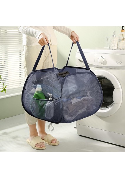 Güçlü Saplı Katlanabilir Fileli Açılır Çamaşır Sepeti, Yan Cepli Açılır Çamaşır Sepeti, Saklama Sepetleri-B (Yurt Dışından) modelleri