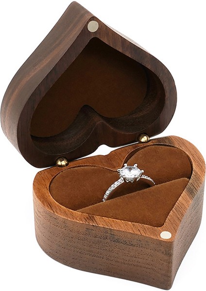 Kalp Şeklinde Yüzük Kutusu Ahşap Yüzük Mücevher Kutusu Romantik Evlilik Yüzüğü Tutucu Nişan Yüzüğü Kutusu Teklif Yıldönümü (Yurt Dışından)