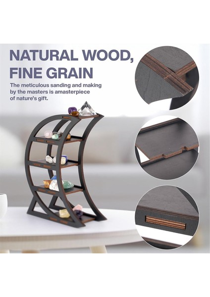 Ahşap Kristal Sergileme Rafı, Taşlar ve Esansiyel Yağlar Için Kristal Tutucu, Masa Üstü Için Siyah Cadı Dekoratif Raflar (Yurt Dışından) modelleri