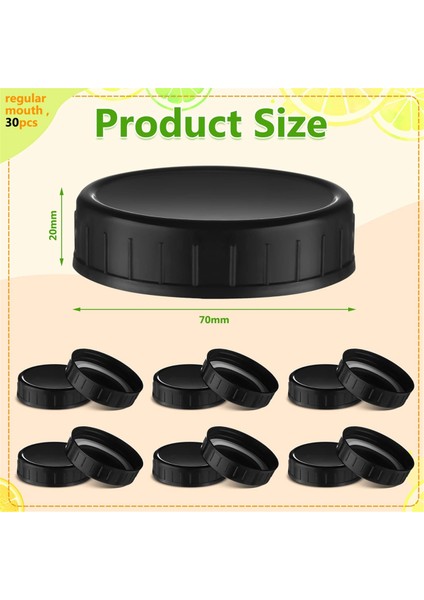 30 Adet Çok Amaçlı Mason Kavanozu Plastik Kapak (70 Mm) Kauçuk Contalı - Normal Ağızlı Konserve Kavanozları Için Mükemmel (Yurt Dışından) fırsatları