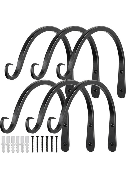 Kuş Yemlikleri, Çiçek Sepetleri, Iç ve Dış Mekan Kullanımı Için Siyah Kavisli Bitki Askı Kancaları (Yurt Dışından)