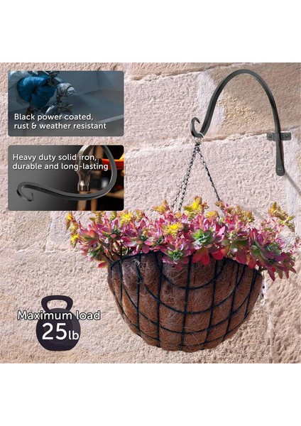 Kuş Yemlikleri, Çiçek Sepetleri, Iç ve Dış Mekan Kullanımı Için Siyah Kavisli Bitki Askı Kancaları (Yurt Dışından) fırsatları