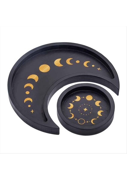 Kullanışlı Dekor Tepsisi Kullanışlı Ahşap Ay Tepsisi Yuvarlak Dekorasyon Ahşap Aromaterapi Esansiyel Yağ Tepsisi (Yurt Dışından)