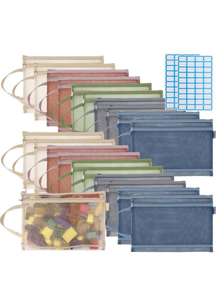 20'li Paket File Fermuarlı Poşetler, Masa Oyunları ve Bulmaca Saklama Için Çift Duvarlı Naylon File Poşetler (Yurt Dışından)