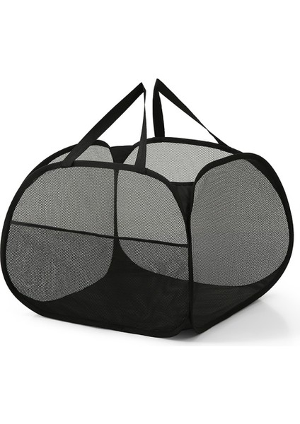 Güçlü Saplı Katlanabilir Fileli Açılır Çamaşır Sepeti, Yan Cepli Açılır Çamaşır Sepeti, Saklama Sepetleri-A (Yurt Dışından)