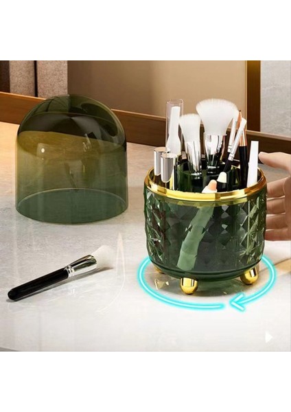 360 Derece Dönebilen Masaüstü Düzenleyici Kutu Çok Fonksiyonlu Döner Kozmetik Fırça Kabı Rujlar Için Toz Geçirmez Kapaklı (Yurt Dışından) fırsatları