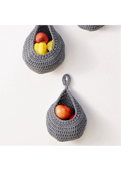 Mutfak Için Duvara Asılı Meyve Sepetleri 3'lü Paket Dokuma Ürün Tutucu Sebze Askılı Sepet C (Yurt Dışından) modelleri