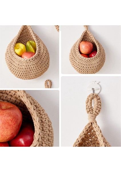 Mutfak Için Duvara Asılı Meyve Sepetleri 3'lü Paket Dokuma Ürün Tutucu Sebze Askılı Sepet C (Yurt Dışından) fırsatları