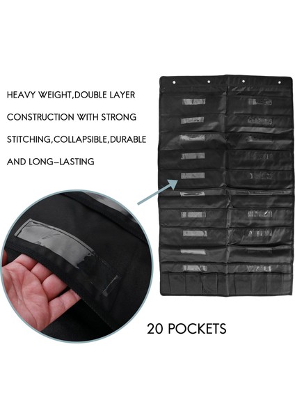 Isim Etiketli 20 Cepli Kapı Askılı Dosya Düzenleyici, 4 Askılı Siyah Duvar Saklama Cep Tabloları, Sınıf, Okul, Ev Veya Ofis Kullanımı Için Harika (Yurt Dışından) fiyatları