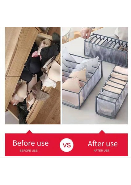 Iç Çamaşırı Sütyen Çorap Düzenleyici Saklama, Yıkanabilir Katlanabilir Çekmeceli Giysi Düzenleyici (Gri - 6 Izgara) (Yurt Dışından)