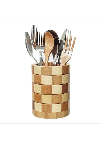 Bambu Gümüş Eşya Tutucu, Gümüş Eşya Düzenleyici, Mutfak Tezgahı Için Alet Tutucu, Ahşap Mutfak Eşya Düzenleyici (Yurt Dışından)