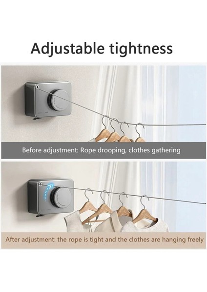 Duvara Monte Geri Çekilebilir Çamaşır Askısı Çamaşır Kurutma Askısı Görünmez Esnek Çamaşır Askısı, Gri (Yurt Dışından) indirimleri