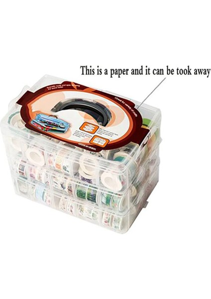 Şeffaf 3 Katmanlı 30 Izgaralı Washi Bant Saklama Kutusu Şeffaf Alet Seti Kutusu Aksesuarları El Taşıma Kırtasiye Tutucu (Yurt Dışından) indirimleri