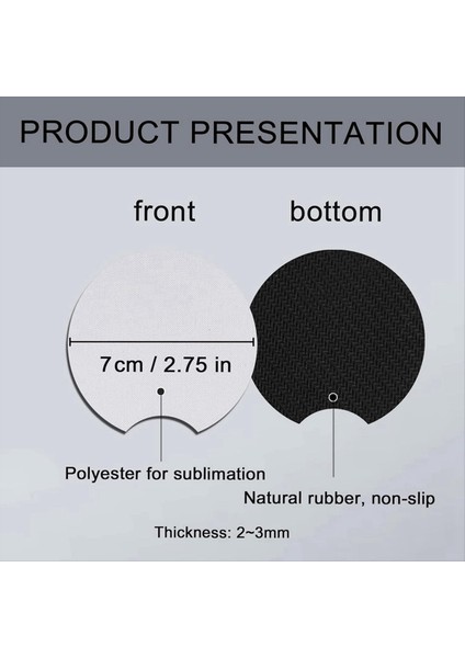 48 Adet Süblimasyon Bardak Altlığı Boşluğu Toplu, 2,75 Inç Dairesel Açılımlı Boşluklar Süblimasyon Araba Bardak Altlıkları (Yurt Dışından) modelleri
