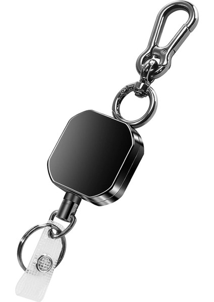 Geri Çekilebilir Anahtarlık, Ağır Hizmet Tipi Metal Kimlik Rozeti Tutucu Anahtar Makarası, Kemer Klipsli Karabina Anahtarlık, 27,5 Inç Çelik Kordon (Yurt Dışından)