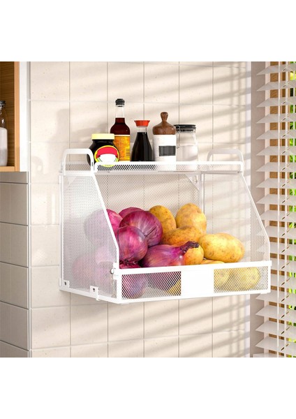 Mutfak Için Asılı Meyve Sepeti, Mutfak Düzenleyicileri ve Depolama Patates Soğan Depolama Duvar Depolama Sepetleri Kiler Beyaz (Yurt Dışından) modelleri