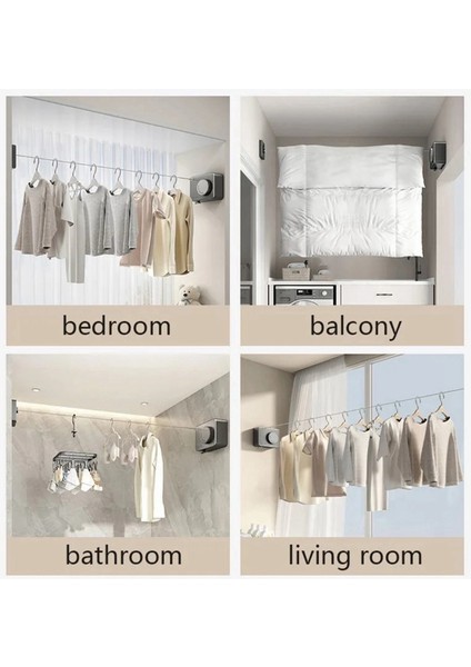 Duvara Monte Geri Çekilebilir Çamaşır Askısı Çamaşır Kurutma Rafı Görünmez Esnek Çamaşır Askısı, Beyaz (Yurt Dışından) modelleri