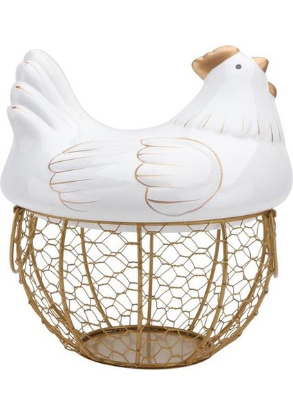 Seramik Demir Tavuk Yumurta Sepeti Tutucu Atıştırmalık Meyve Çeşitli Eşya Saklama Kutusu Tavuk Süsleri Kap Düzenleyici Raf-A (Yurt Dışından)