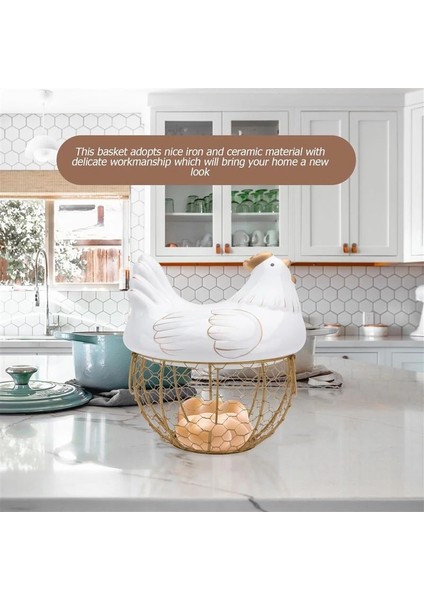 Seramik Demir Tavuk Yumurta Sepeti Tutucu Atıştırmalık Meyve Çeşitli Eşya Saklama Kutusu Tavuk Süsleri Kap Düzenleyici Raf-A (Yurt Dışından) fiyatları