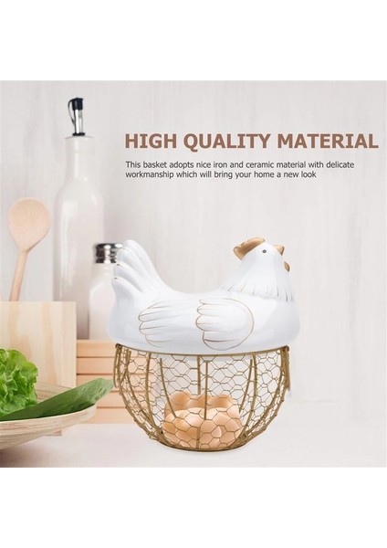 Seramik Demir Tavuk Yumurta Sepeti Tutucu Atıştırmalık Meyve Çeşitli Eşya Saklama Kutusu Tavuk Süsleri Kap Düzenleyici Raf-A (Yurt Dışından) modelleri