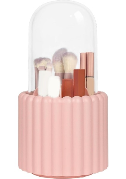 Makyaj Fırçası Düzenleyici, 360 Derece Dönebilen Yuvarlak Döner Makyaj Fırçası Tutucu, Kapaklı Fırça Saklama Kutusu Kapları (Yurt Dışından)