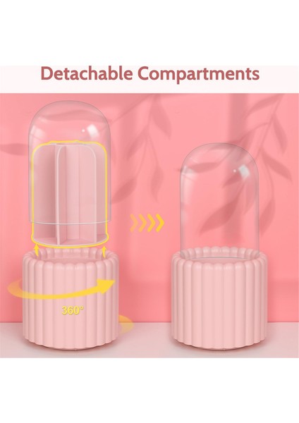 Makyaj Fırçası Düzenleyici, 360 Derece Dönebilen Yuvarlak Döner Makyaj Fırçası Tutucu, Kapaklı Fırça Saklama Kutusu Kapları (Yurt Dışından) modelleri