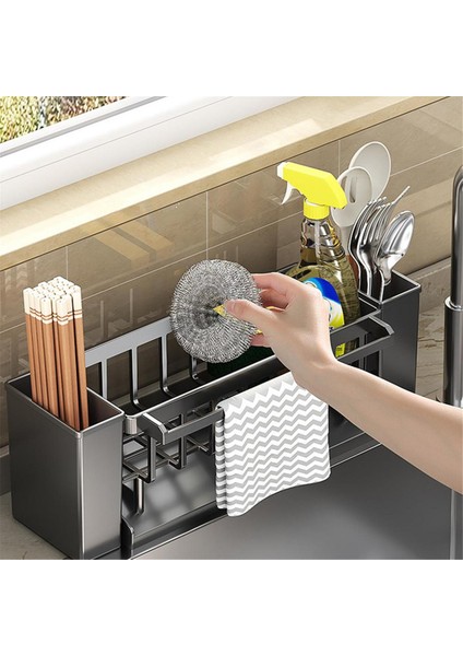 Kendiliğinden Boşalan Lavabo Rafı Sabunluk Süngerlik Bulaşık Bezi Havlu Askısı Filtre Sepeti Mutfak Lavabosu Drenaj Rafı Beyaz (Yurt Dışından) modelleri