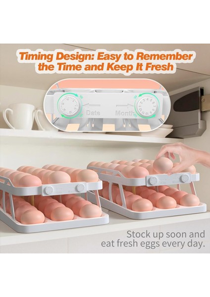 Buzdolabı Için 45 Yumurtalık, 3 Sıralı Yumurta Dağıtıcı, Zaman Kaydedici ile Tazelik Garantili, Yerden Tasarruf Sağlayan Yuvarlanan Yumurta Düzenleyici (Yurt Dışından) fırsatları