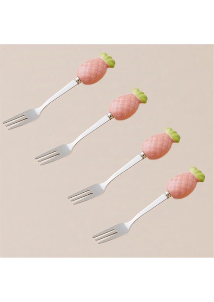 Sevimli Seramik Kavanoz Meyve Çatalı Seti 304 Paslanmaz Çelik Pasta Çatalı Ev Partisi Tatlı Çatalı Sevimli Saklama Kavanozu Çocuk Sofra Takımı D (Yurt Dışından) indirimleri