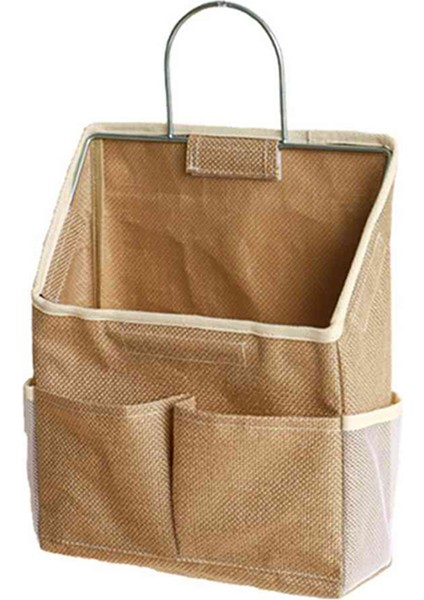 Yurt Duvarına Asılan Saklama Çantası Duvar Kapısı Gardırop Masaüstü Kumaş Çanta CD Dergi Organizasyon Sepeti, Jüt (Yurt Dışından)