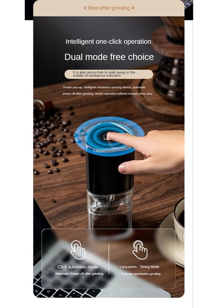 USB Kahve Değirmeni 155ML Profesyonel Seramik Taşlama Çekirdek Kahve Çekirdekleri-Değirmen Öğütücü Taşınabilir Elektrikli Öğütücü-Siyah (Yurt Dışından)