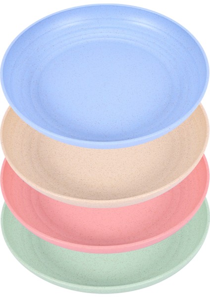 4 Adet 10 Inç Buğday Samanı Derin Yemek Tabakları - Mikrodalga ve Bulaşık Makinesinde Yıkanabilir, Kırılmaz Sağlam Plastik Yemek Tabakları (Yurt Dışından)