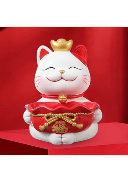 Şanslı Kediler Heykeli Süsleme Çeşitli Eşyalar Konteyneri Yaratıcı Reçine Figürin Masaüstü Düzenleyici Mücevher Biblo Tepsisi A (Yurt Dışından) modelleri