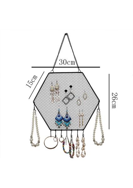 Siyah Altıgen Takı Askısı Yatak Odası Duvar Sergisi Duvar Askısı Küpe Depolama Takı Rafı Küpe Takı Rafı (Yurt Dışından) fiyatları
