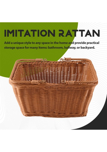 Dayanıklı Yapay Rattan El Yapımı Taşınabilir Piknik Sepeti Rattan Dokuma Süpermarket Alışveriş Sepeti Rattan Sepet (Yurt Dışından) fırsatları