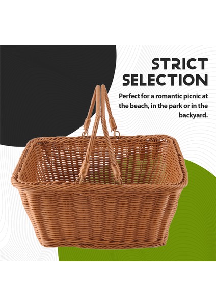 Dayanıklı Yapay Rattan El Yapımı Taşınabilir Piknik Sepeti Rattan Dokuma Süpermarket Alışveriş Sepeti Rattan Sepet (Yurt Dışından) indirimleri