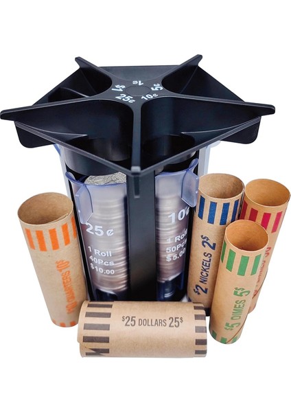 Madeni Para Sarmalayıcılı Madeni Para Ayırıcı Tüp Madeni Para Sayacı, 5'i 1 Arada Para Ayırıcı Para Sayacı Makinesi, Madeni Para Düzenleyici Madeni Para Tutucu (Yurt Dışından)