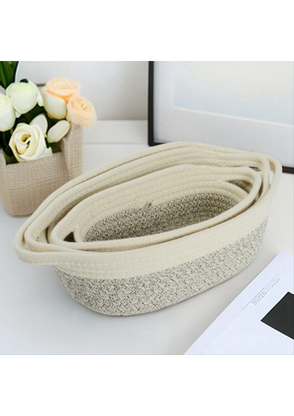 Halat Saklama Sepetleri Düzenleyici Dokuma Sepet - Giysiler, Yatak Takımları ve Havlular Için Taşınabilir Pamuklu Kutular L Krem Beyazı (Yurt Dışından) fiyatları