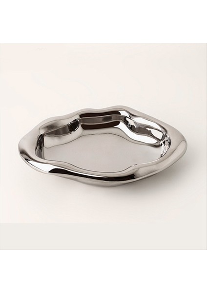 Tepsi Mücevher Saklama Tepsisi Işıklı Lüks Seramik Saklama Sergileme Tepsisi Atıştırmalık Tepsisi Modern Dekoratif Süsler, S, Düzensiz (Yurt Dışından) modelleri