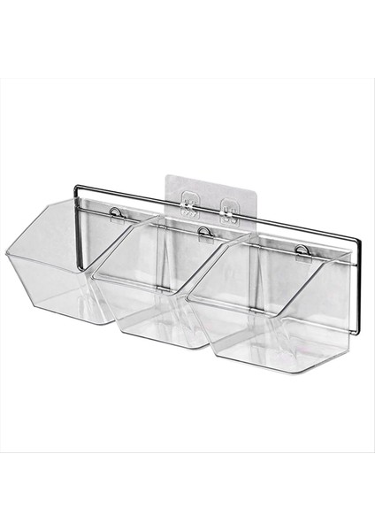 3 Bölmeli Duvara Monte Zencefil Sarımsak Kabı Tezgah Üstü Soğan ve Patates Saklama Kutusu Metal Raflı, Uzunluk 43 cm (Yurt Dışından)