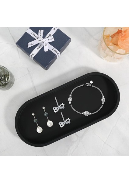 2'li Banyo Tepsisi Seti, Dekoratif Tepsi, Siyah Silikon Saklama Tepsisi, Lavabo ve Küvet Için Küçük Tepsi (Oval) (Yurt Dışından) modelleri