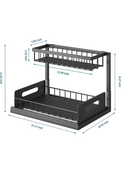 Bardak ve Kancalı Lavabo Altı Mutfak Düzenleyici, 2 Katlı L Şeklinde Raf, Sürgülü Çekmeceli Lavabo Altı Depolama (Yurt Dışından) fırsatları