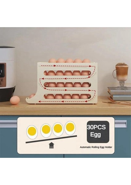 Buzdolabı Için 4 Katlı Yumurtalık, Buzdolabı Için Yumurtalık, Yumurta Dağıtıcı Otomatik Yuvarlanan Yumurta Tepsisi Saklama 30 Yumurta Gri (Yurt Dışından) fırsatları